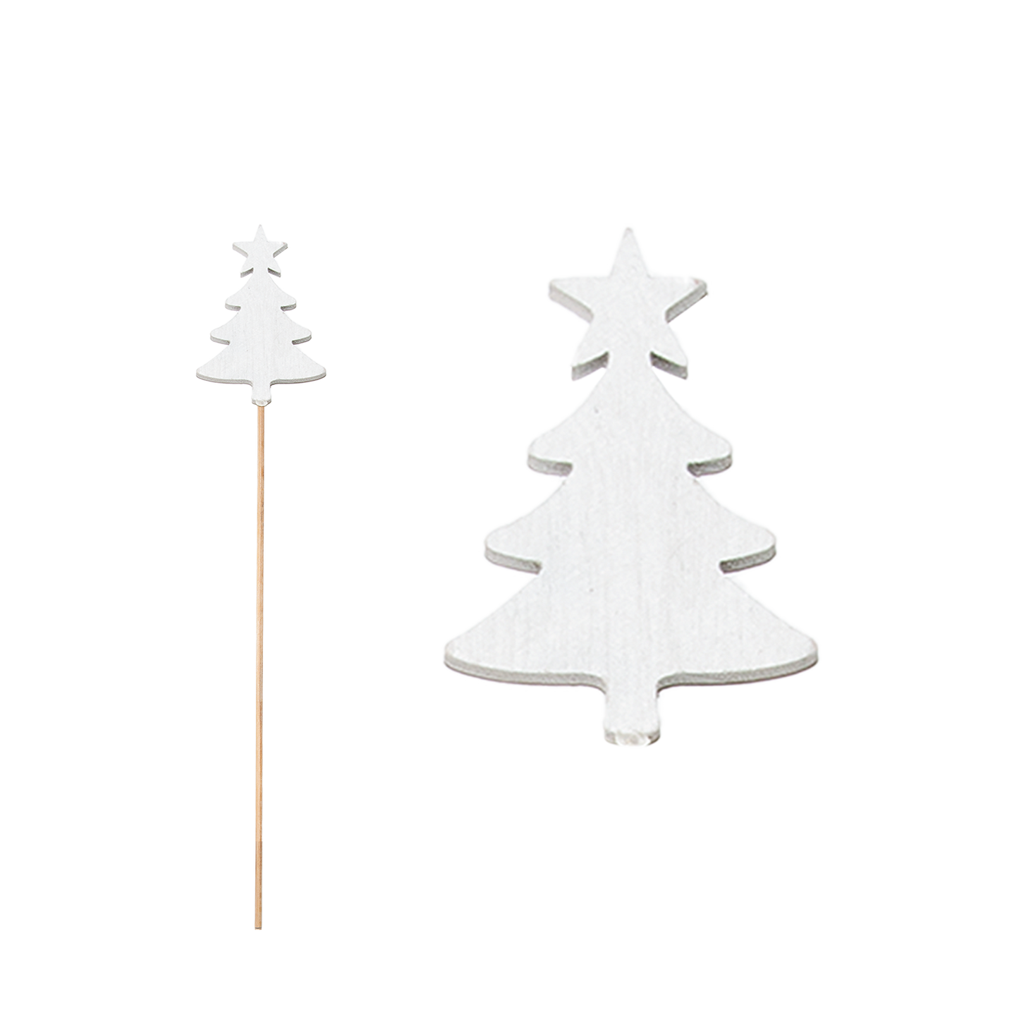 Set 10 Wooden Christmas Tree Stick Decorations - Gold / Red / White