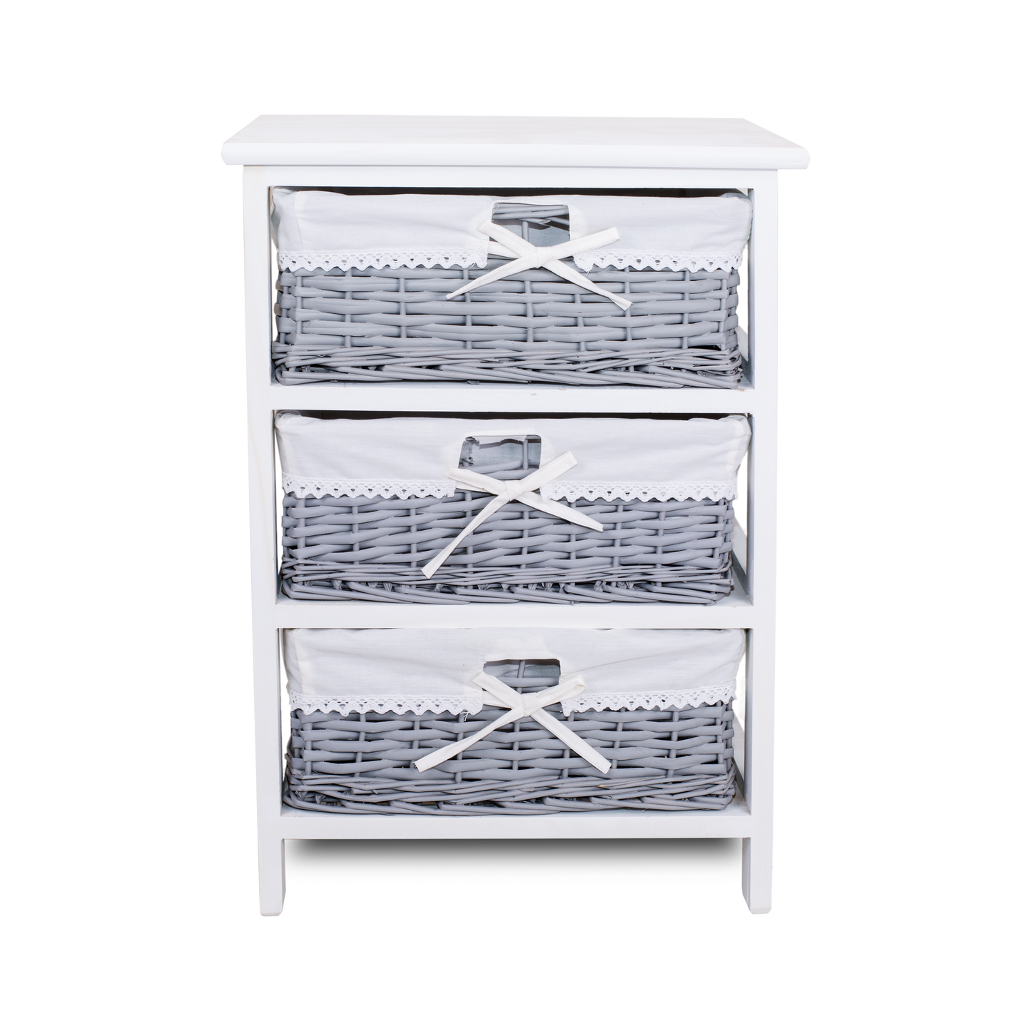 3 Drawers Wicker Basket Storage Unit