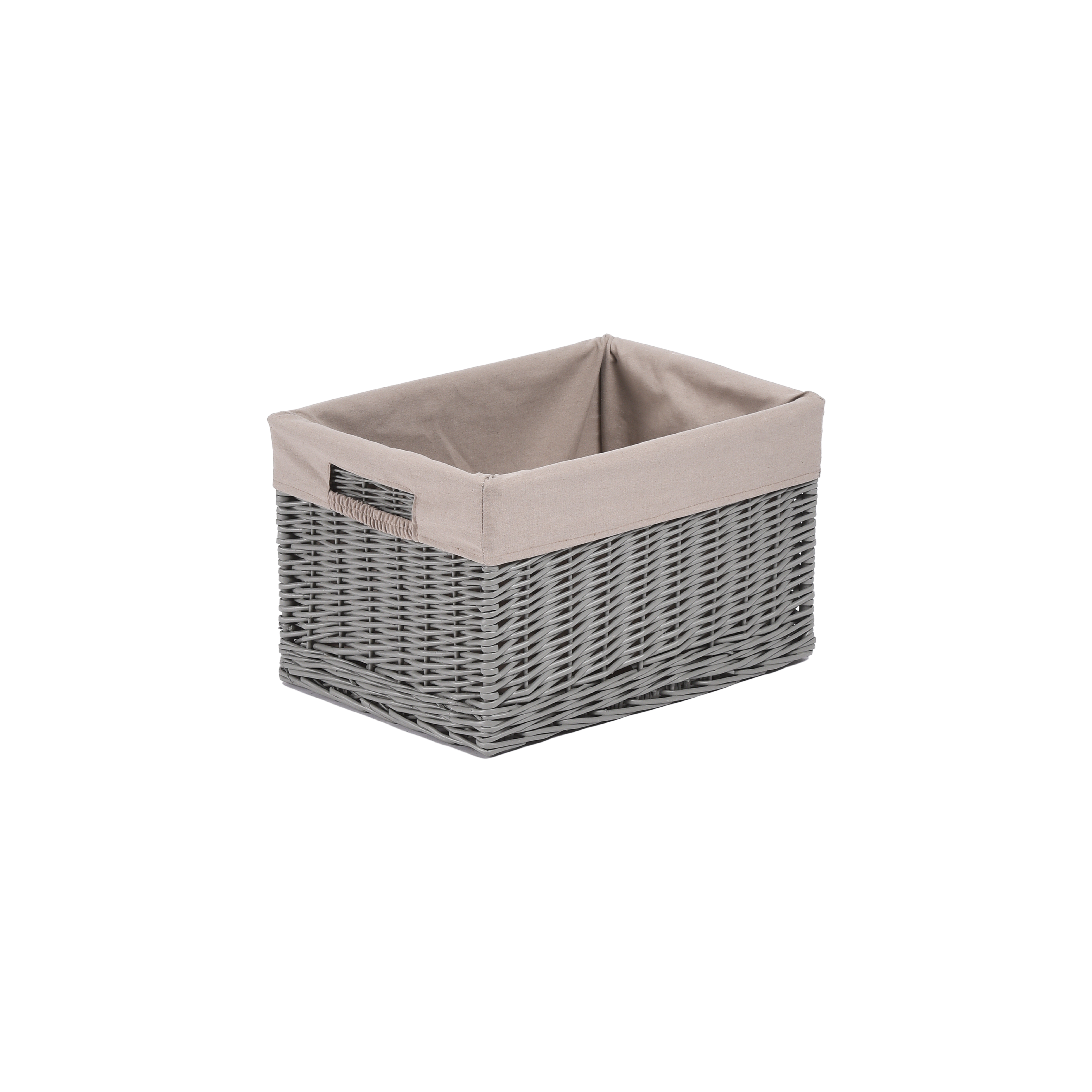 Grey Wicker Storage Basket with Lining - 3 Sizes