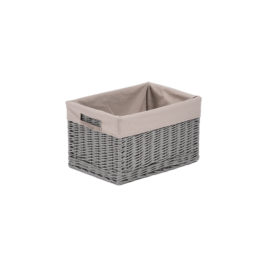 Grey Wicker Storage Basket with Lining