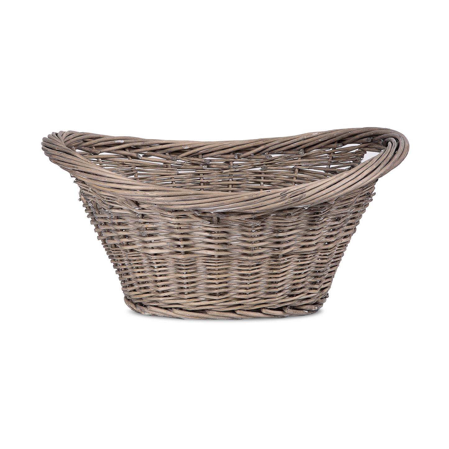 Antique Wash Curved Shape Wicker Log Basket