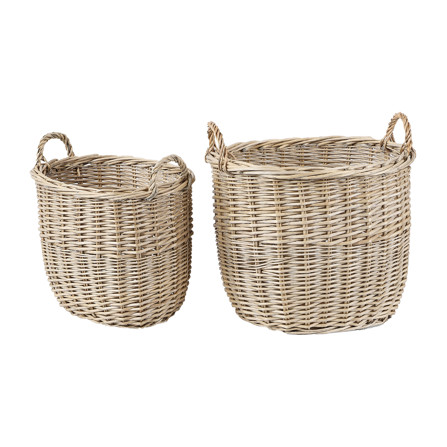 Antique Wash Oval Wicker Storage Basket - 2 Sizes
