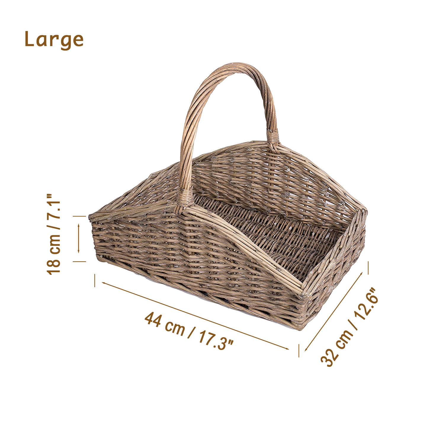 Antique Wash Open Ended Wicker Log Basket – Short Version - 2 Sizes