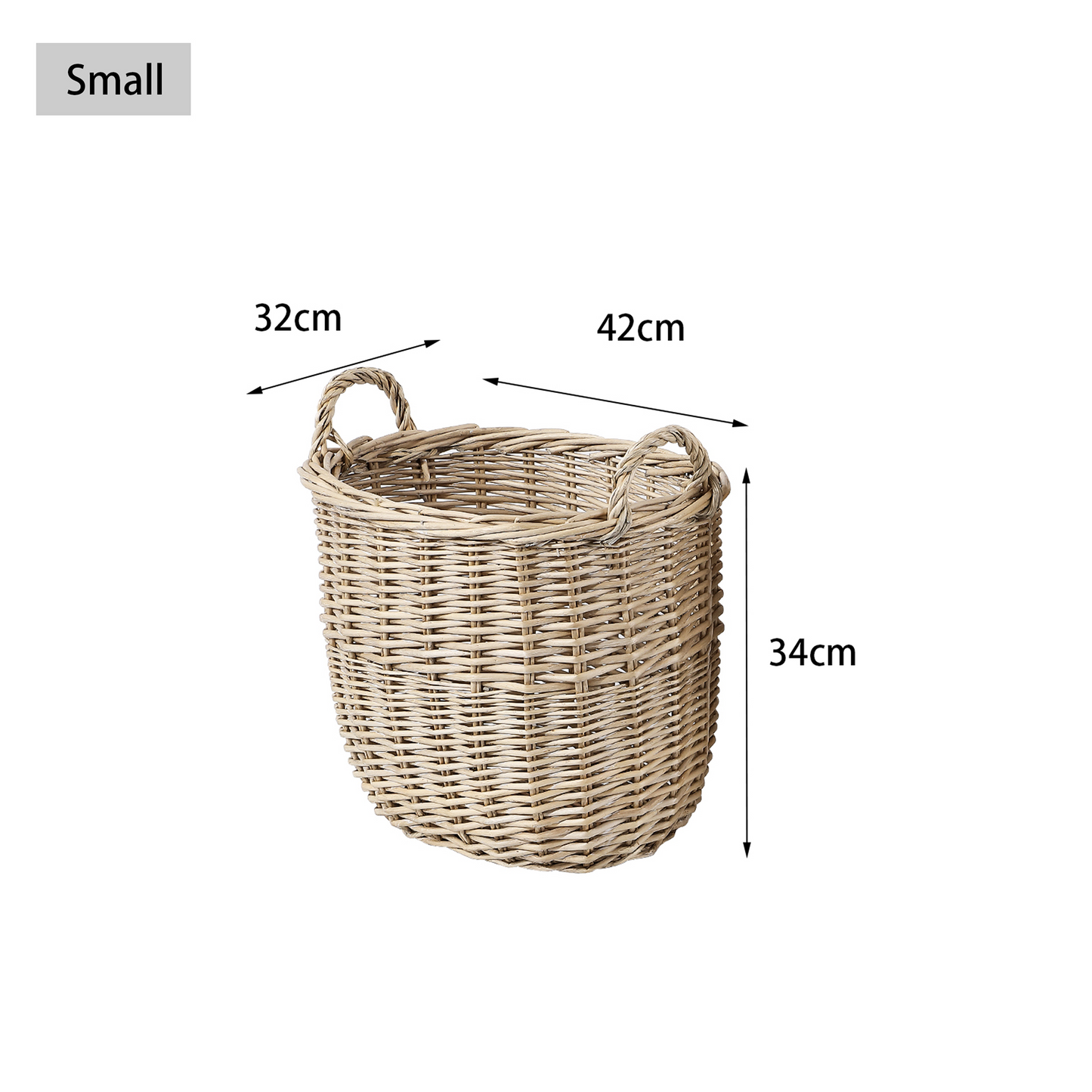 Antique Wash Oval Wicker Storage Basket - 2 Sizes