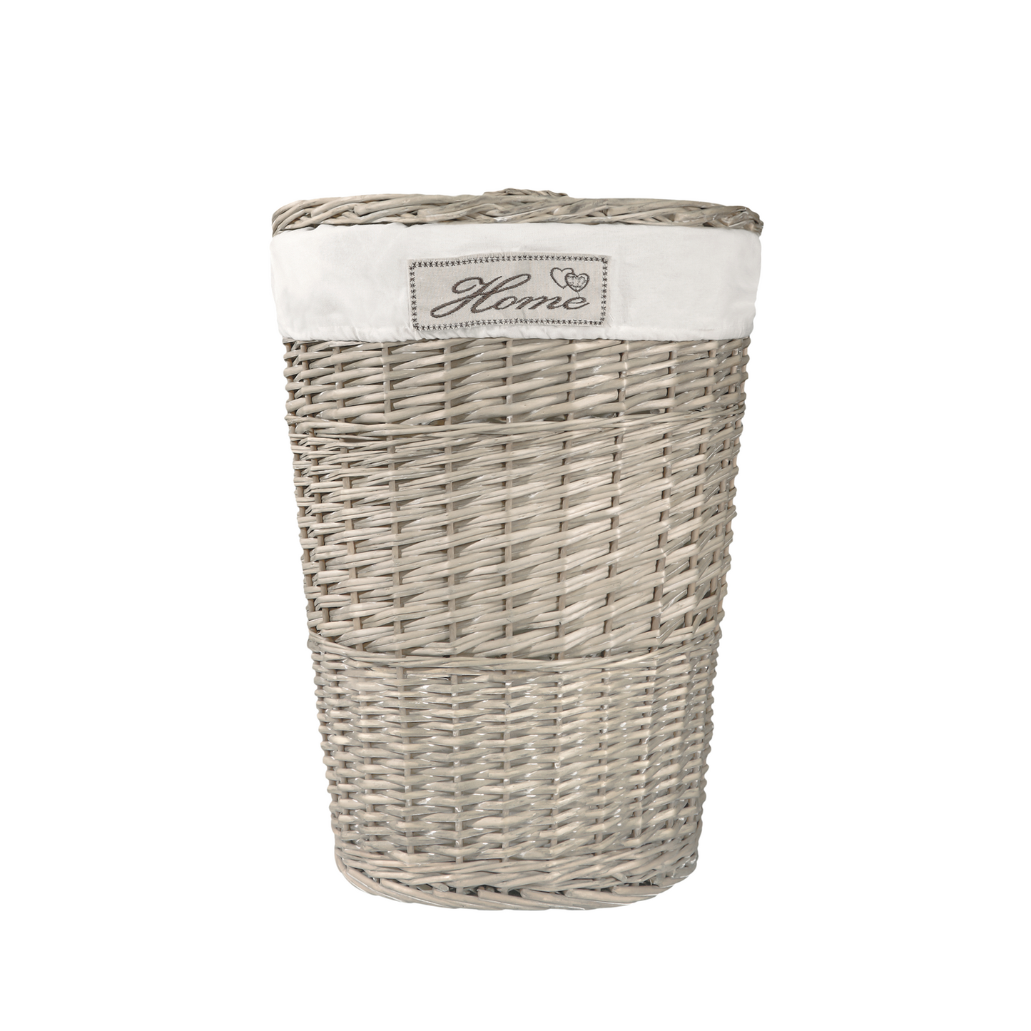 Antique Wash Oval Wicker Laundry Basket with Lining