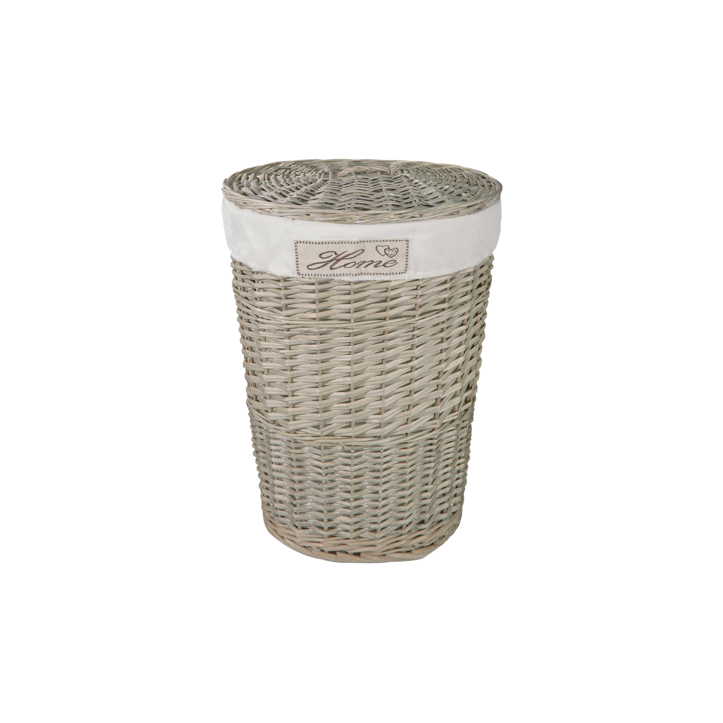 Antique Wash Oval Wicker Laundry Basket with Lining
