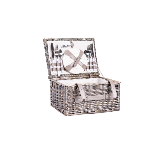 Antique Wash Picnic Wicker Hamper Basket - 2 Person / 4 Person