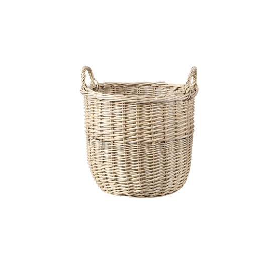 Antique Wash Round Wicker Storage Basket - 2 Sizes