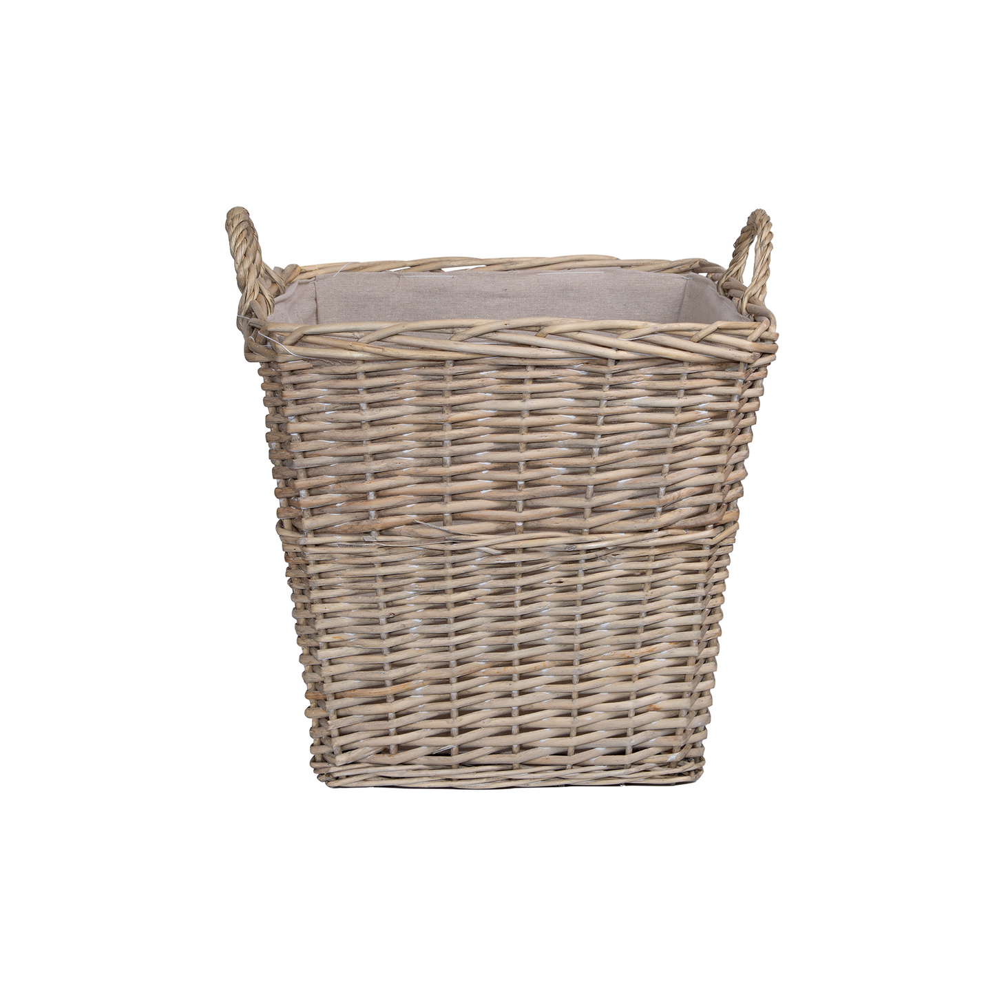 Antique Wash Square Wicker Log Basket with Lining