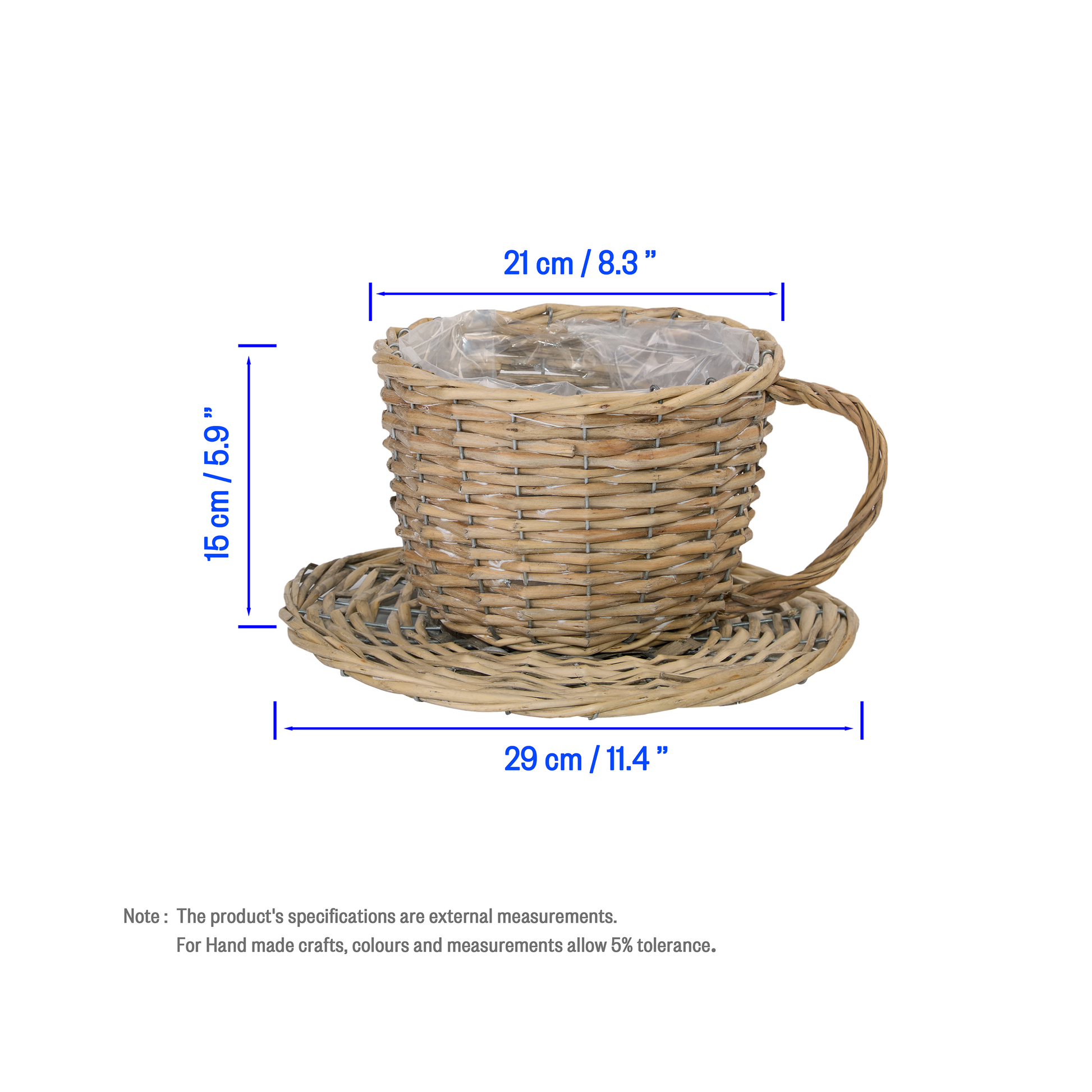 wicker cup and saucer planter Antique Wash Tea Cup Basket Planter – Wickerfield