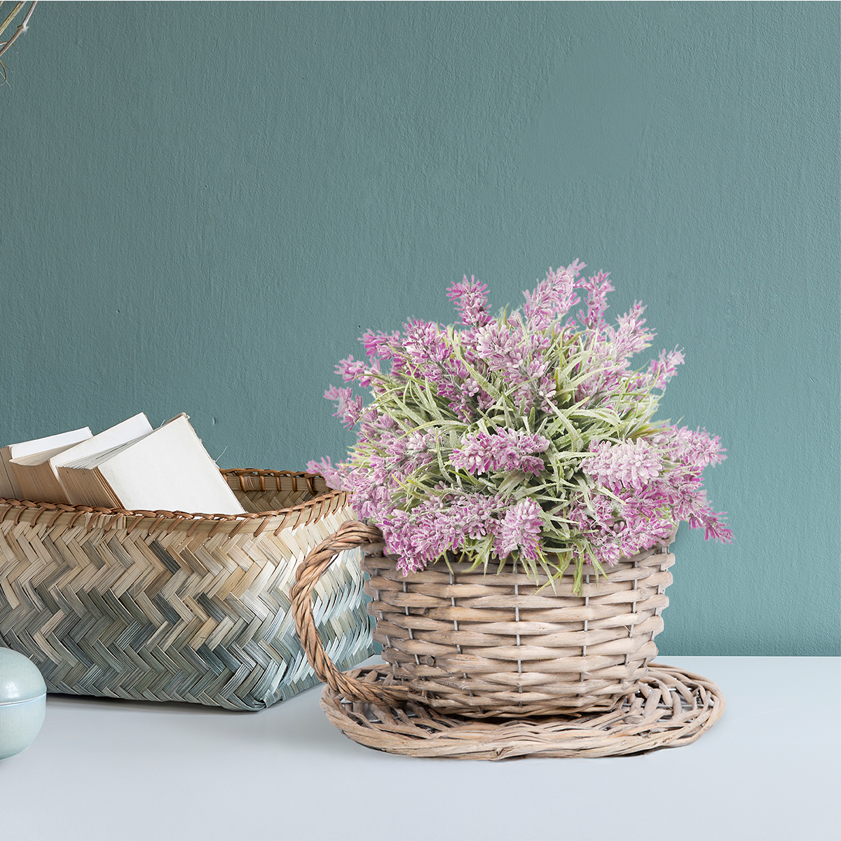 Antique Wash Tea Cup Basket Planter