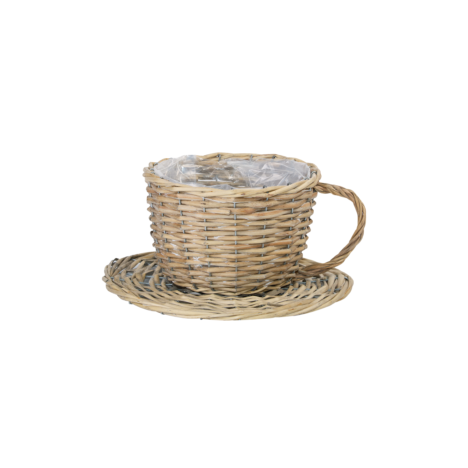 wicker tea cup and saucer planter Antique Wash Tea Cup Basket Planter – Wickerfield
