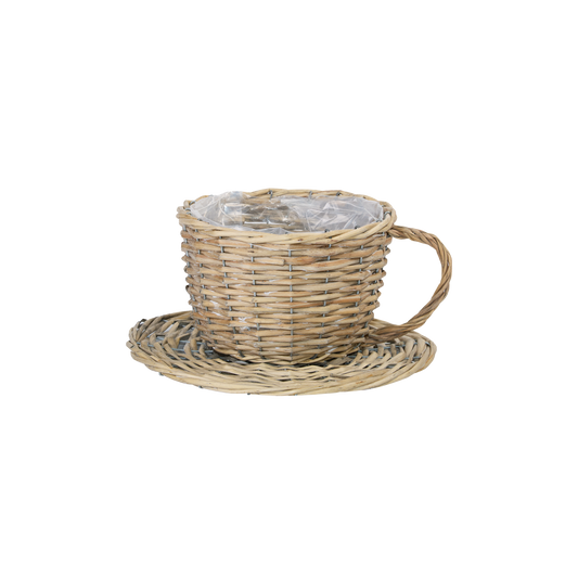 Antique Wash Tea Cup Basket Planter