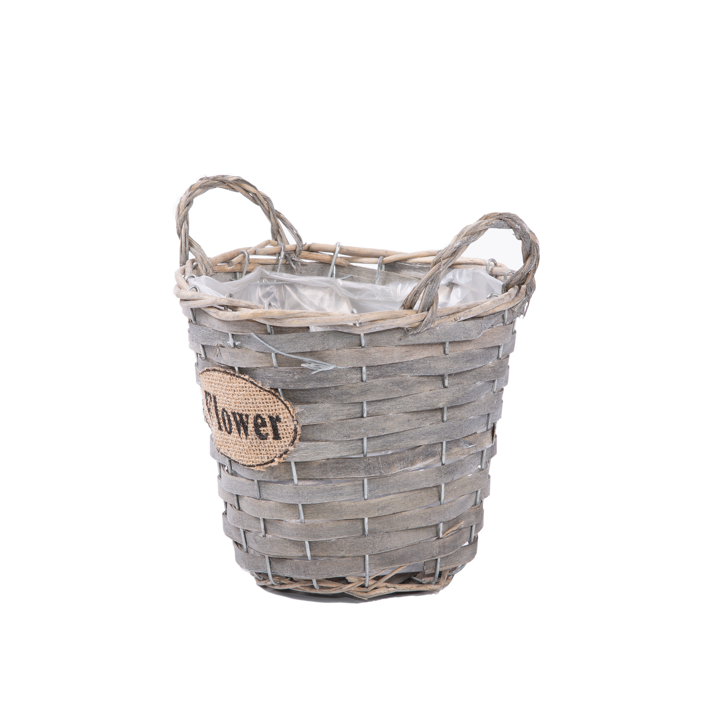 Antique Wash Wicker Basket Planter with Plastic Lining - 3 Sizes