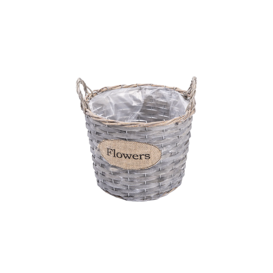 Antique Wash Wicker Basket Planter with Plastic Lining - 3 Sizes