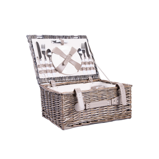 Antique Wash Picnic Wicker Hamper Basket