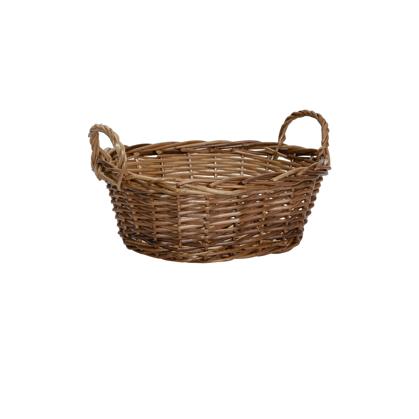 Small Wicker Gift Packing Basket with Heart Decoration - Grey / White / Brown
