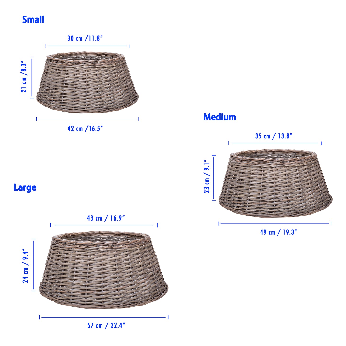 Antique Wash Wicker Christmas Tree Skirt - 3 Sizes