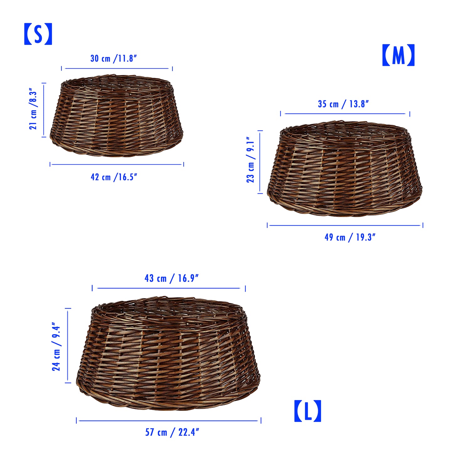 Brown Wicker Christmas Tree Skirt - 3 Sizes