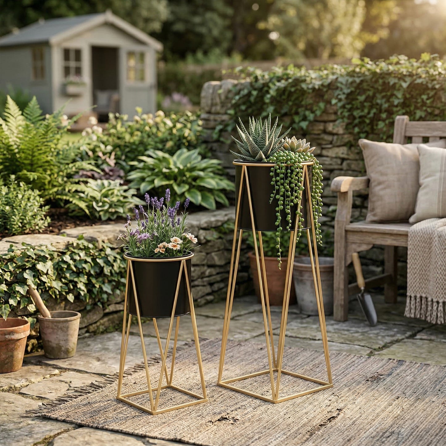 Black Metal Planter with Stand - 2 Sizes