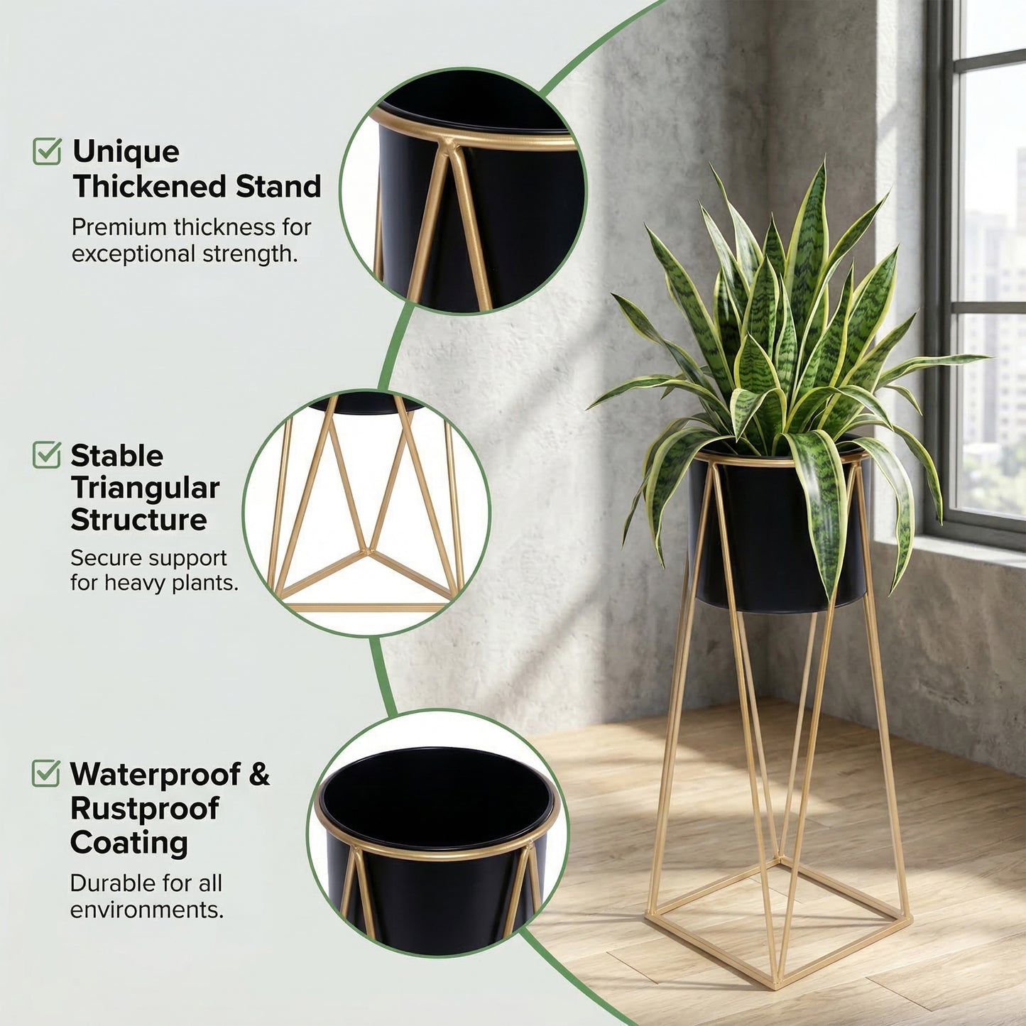 Black Metal Planter with Stand - 2 Sizes