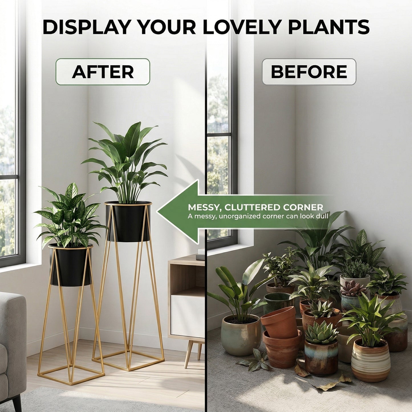 Black Metal Planter with Stand - 2 Sizes