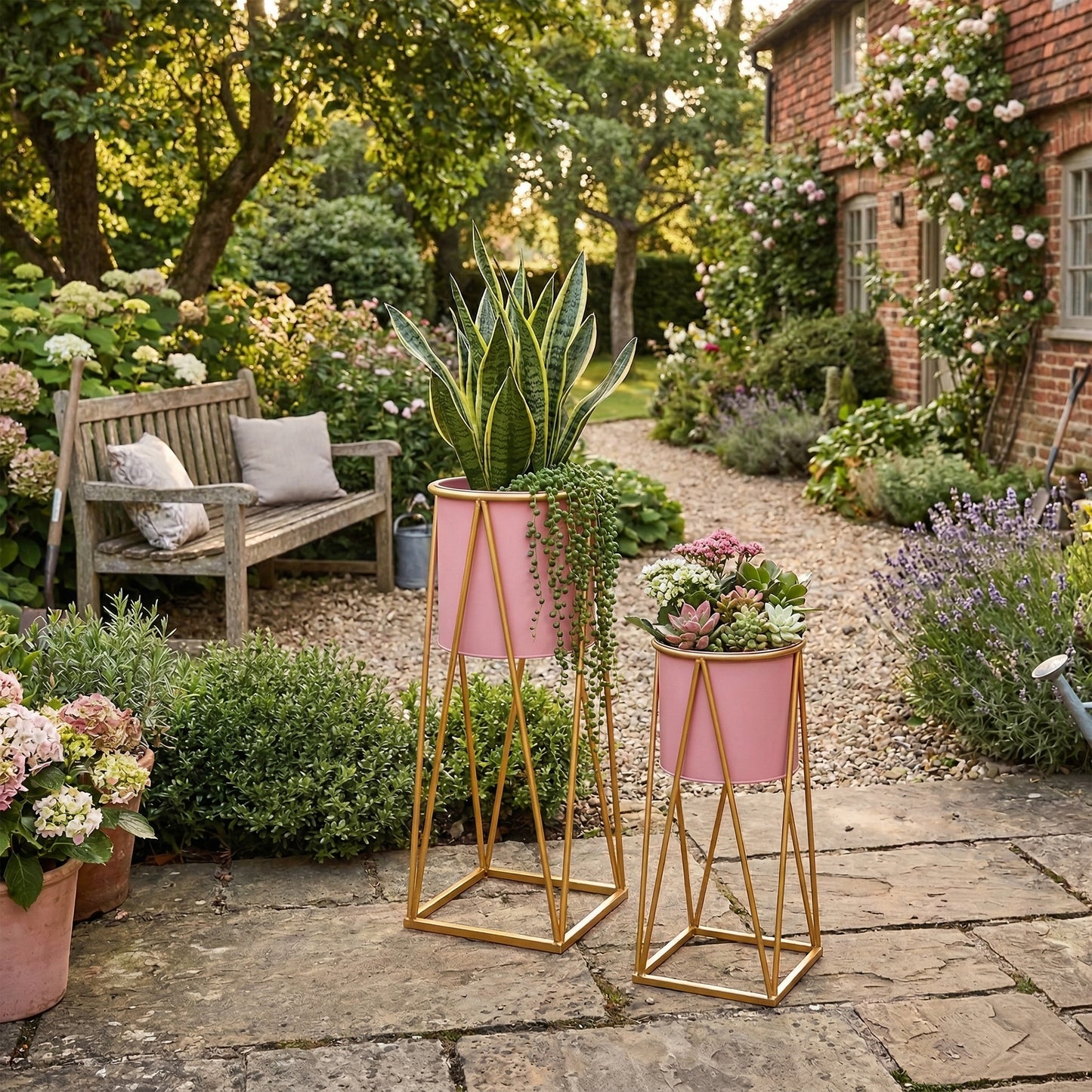 Pink Metal Planter with Stand - 2 Sizes