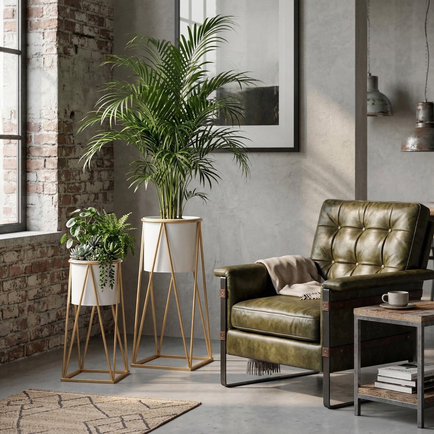 White Metal Planter with Stand - 2 Sizes