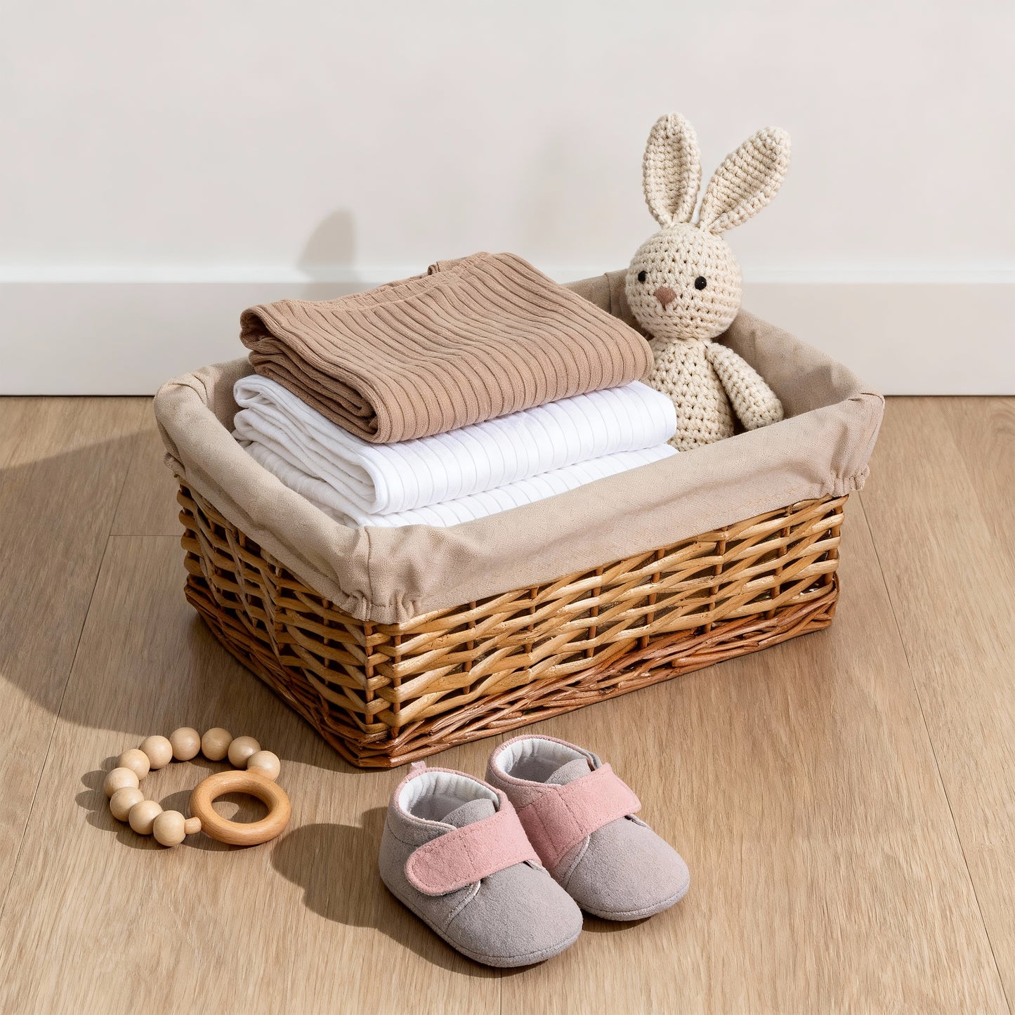 Double Steamed Wicker Storage Basket with Lining - 3 Sizes