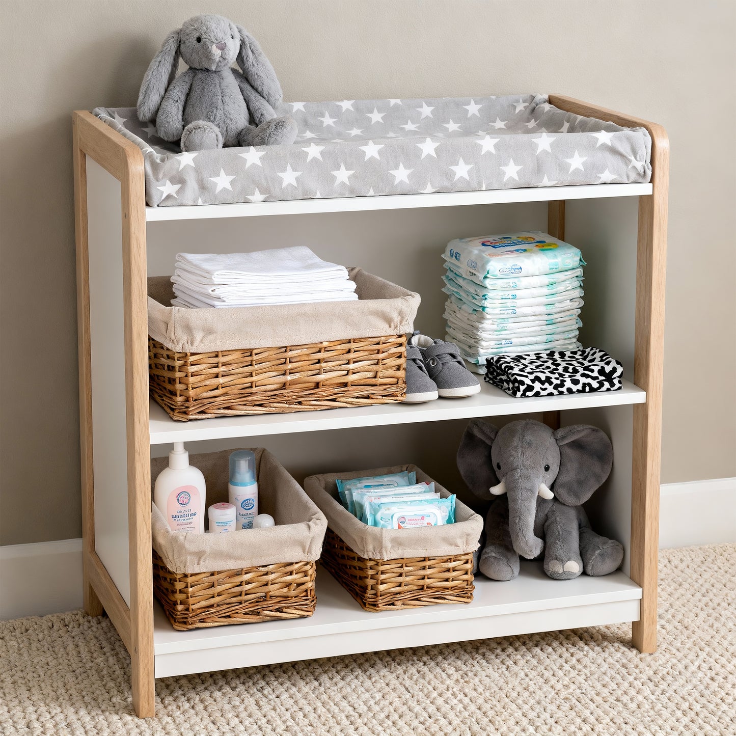 Double Steamed Wicker Storage Basket with Lining - 3 Sizes