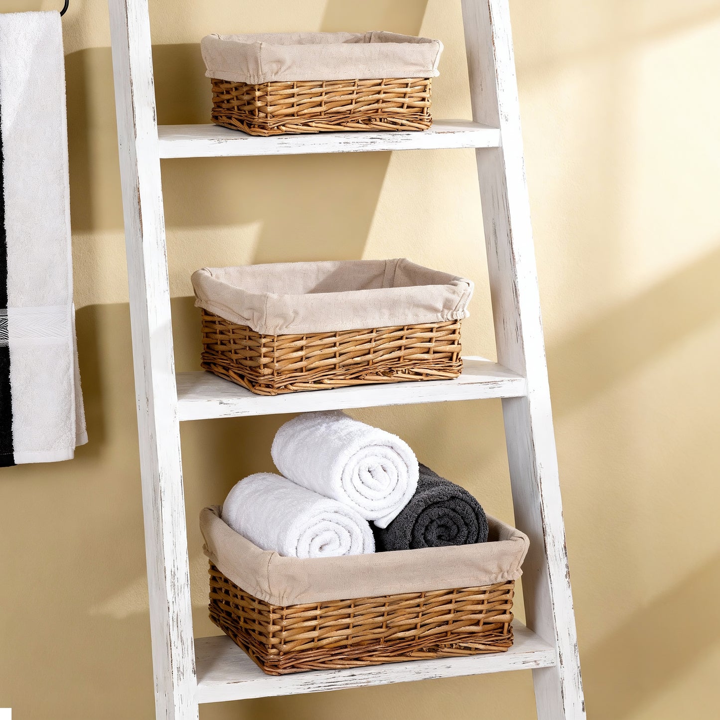 Double Steamed Wicker Storage Basket with Lining - 3 Sizes