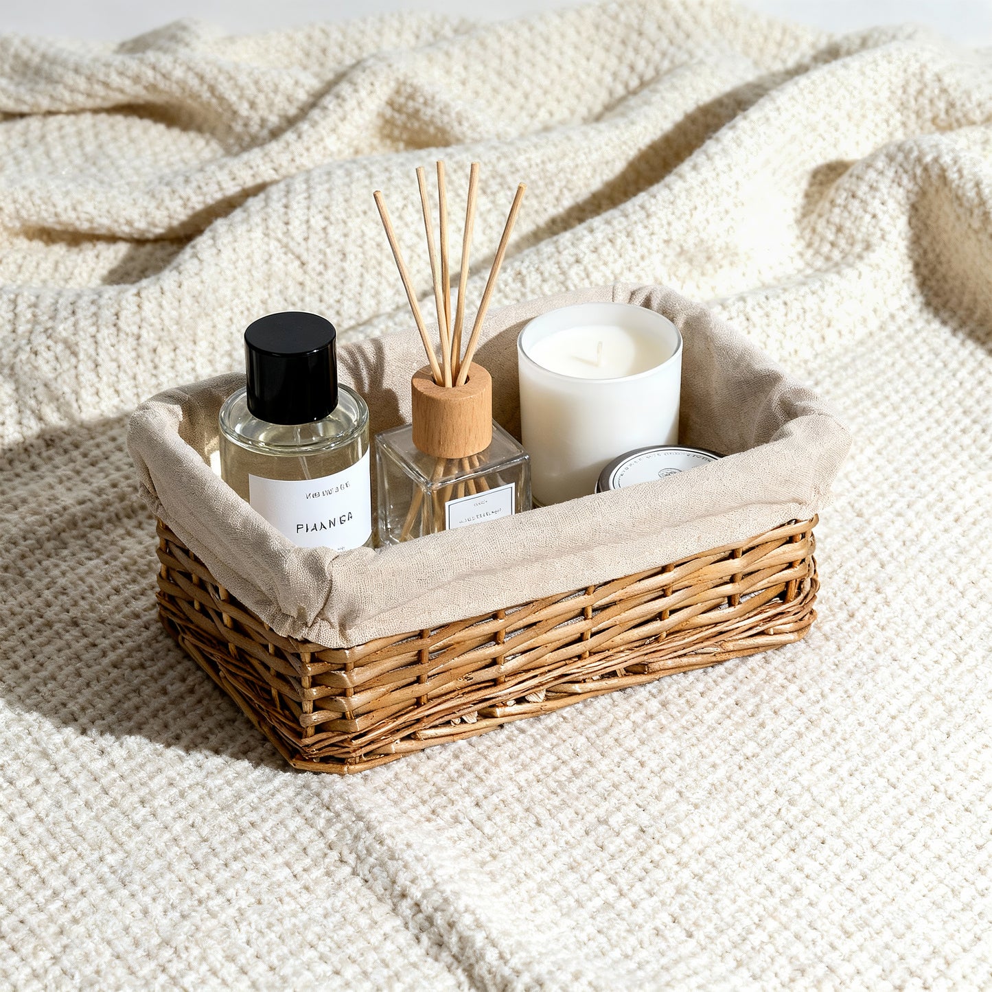 Double Steamed Wicker Storage Basket with Lining - 3 Sizes