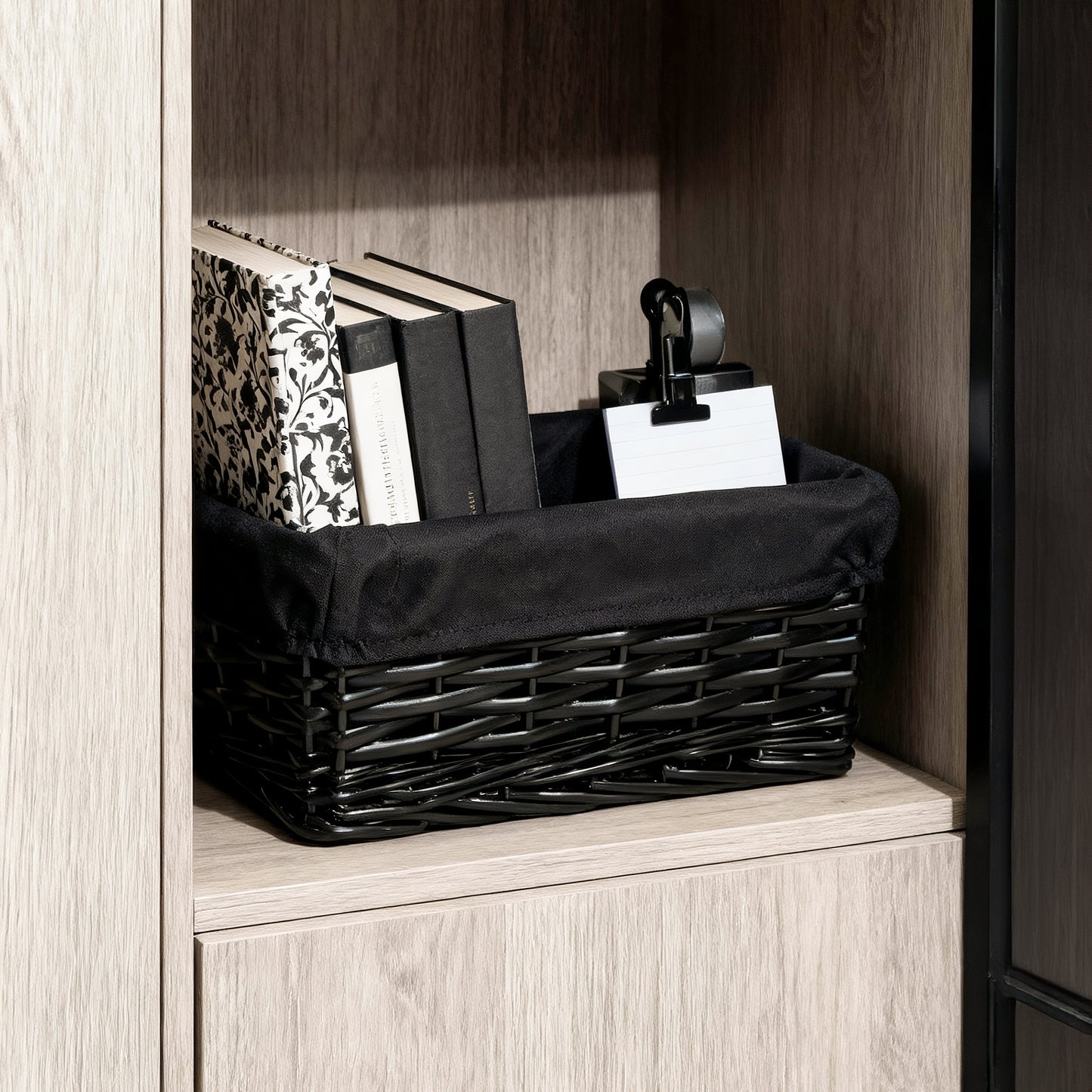 Black Wicker Storage Basket with Lining - 3 Sizes
