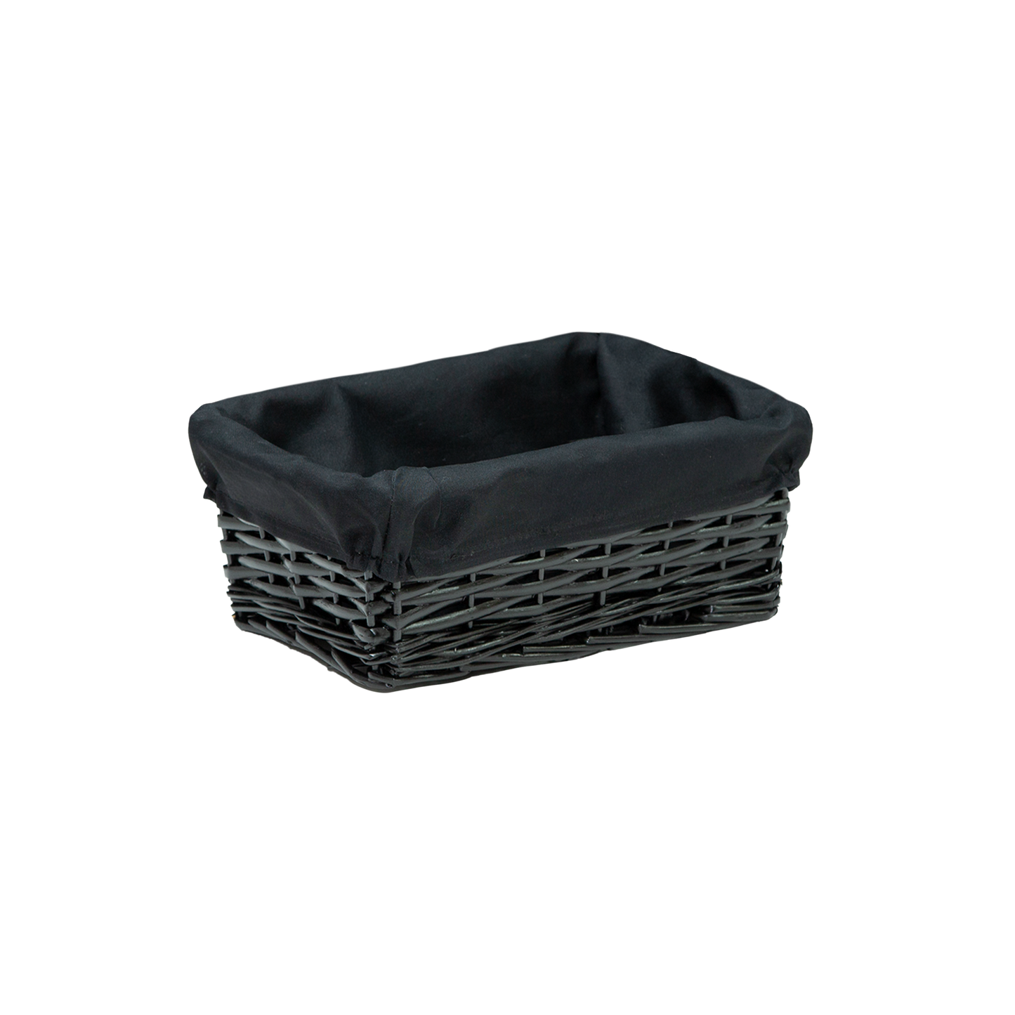 Black Wicker Storage Basket with Lining - 3 Sizes