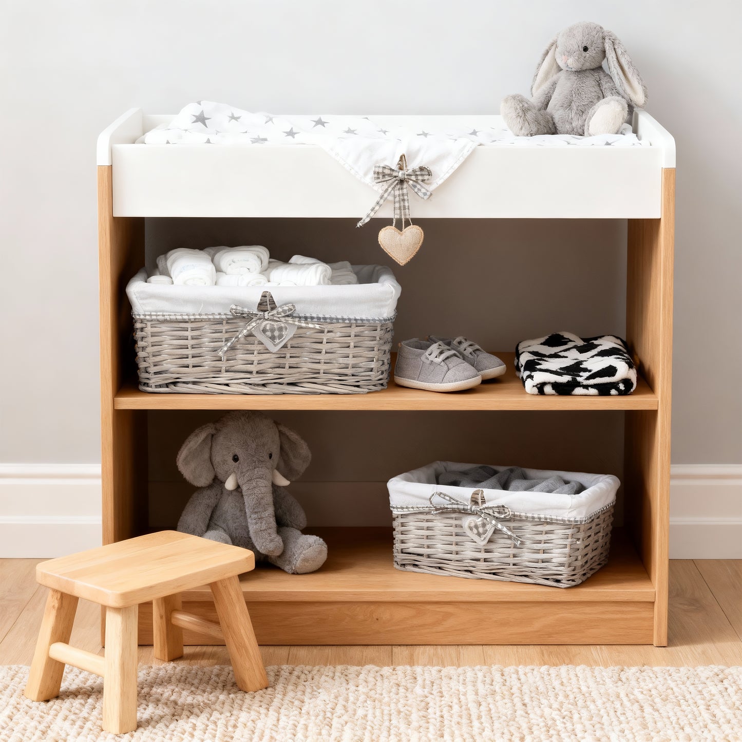 Antique Wash Wicker Storage Basket with Lining - 3 Sizes