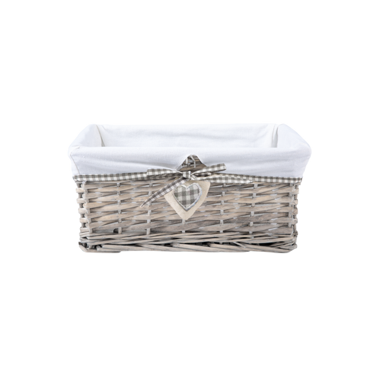 Antique Wash Wicker Storage Basket with Lining - 3 Sizes