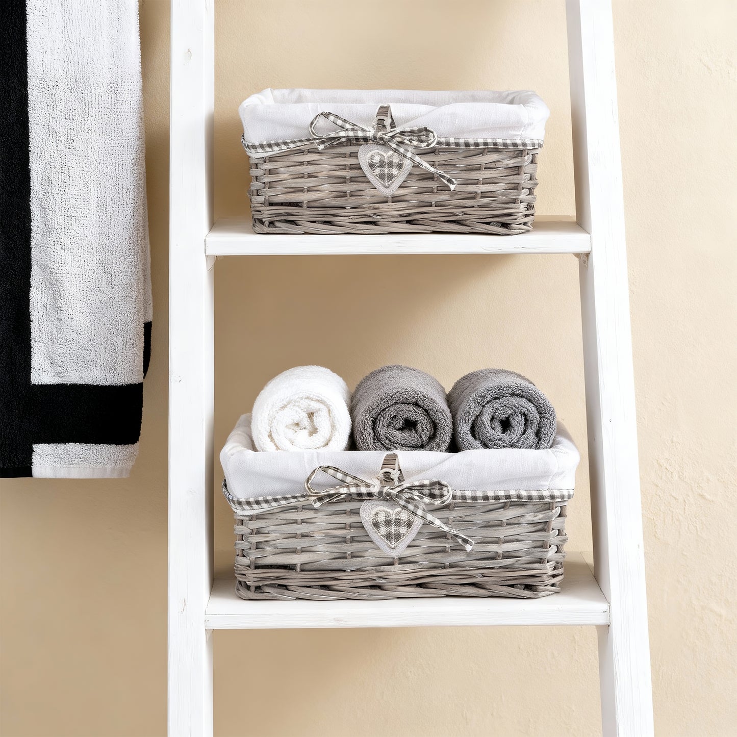 Antique Wash Wicker Storage Basket with Lining - 3 Sizes