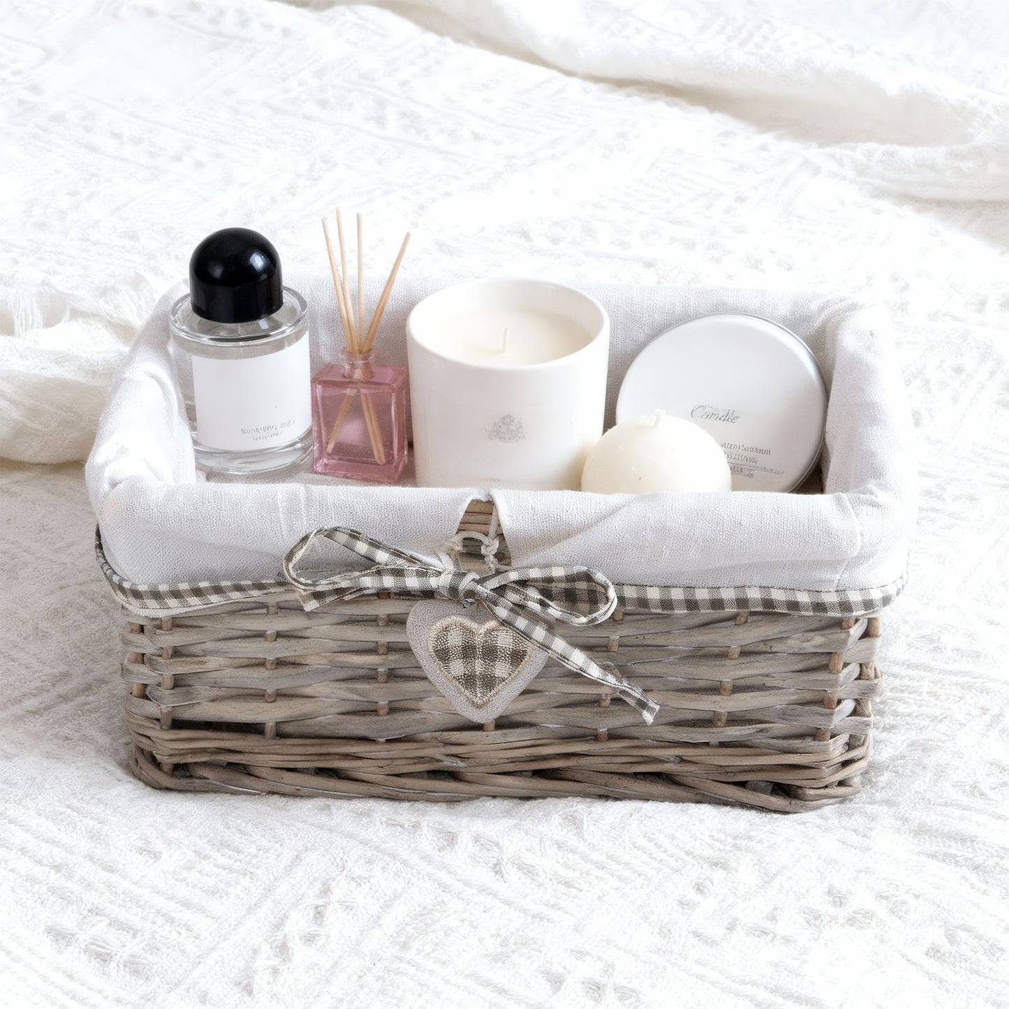 Antique Wash Wicker Storage Basket with Lining - 3 Sizes