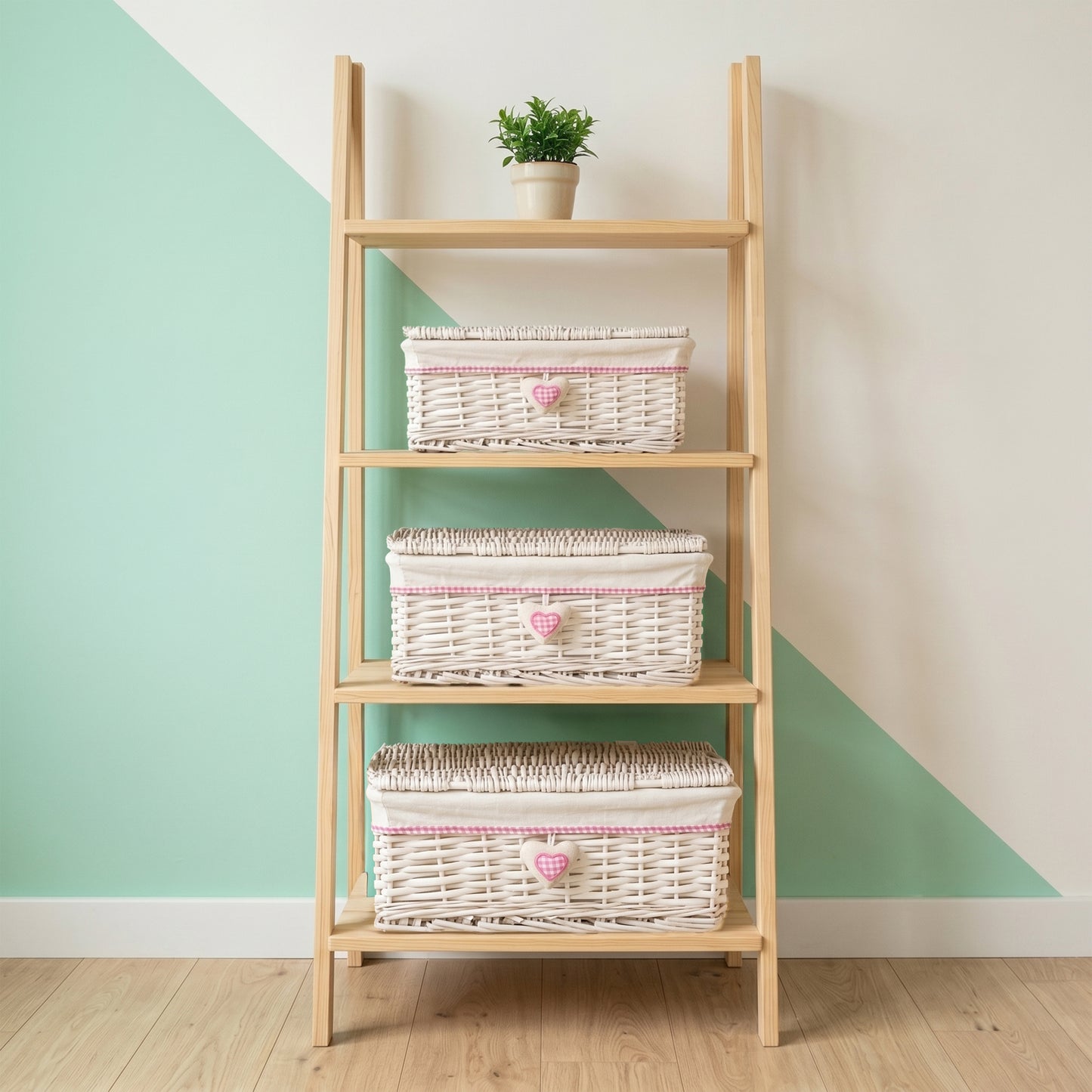 White Wicker Hamper Basket with Lining - 3 Sizes