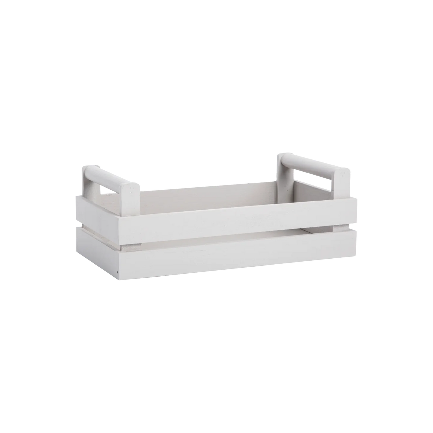 Light Grey Wooden Crate Display Trough with High Handles