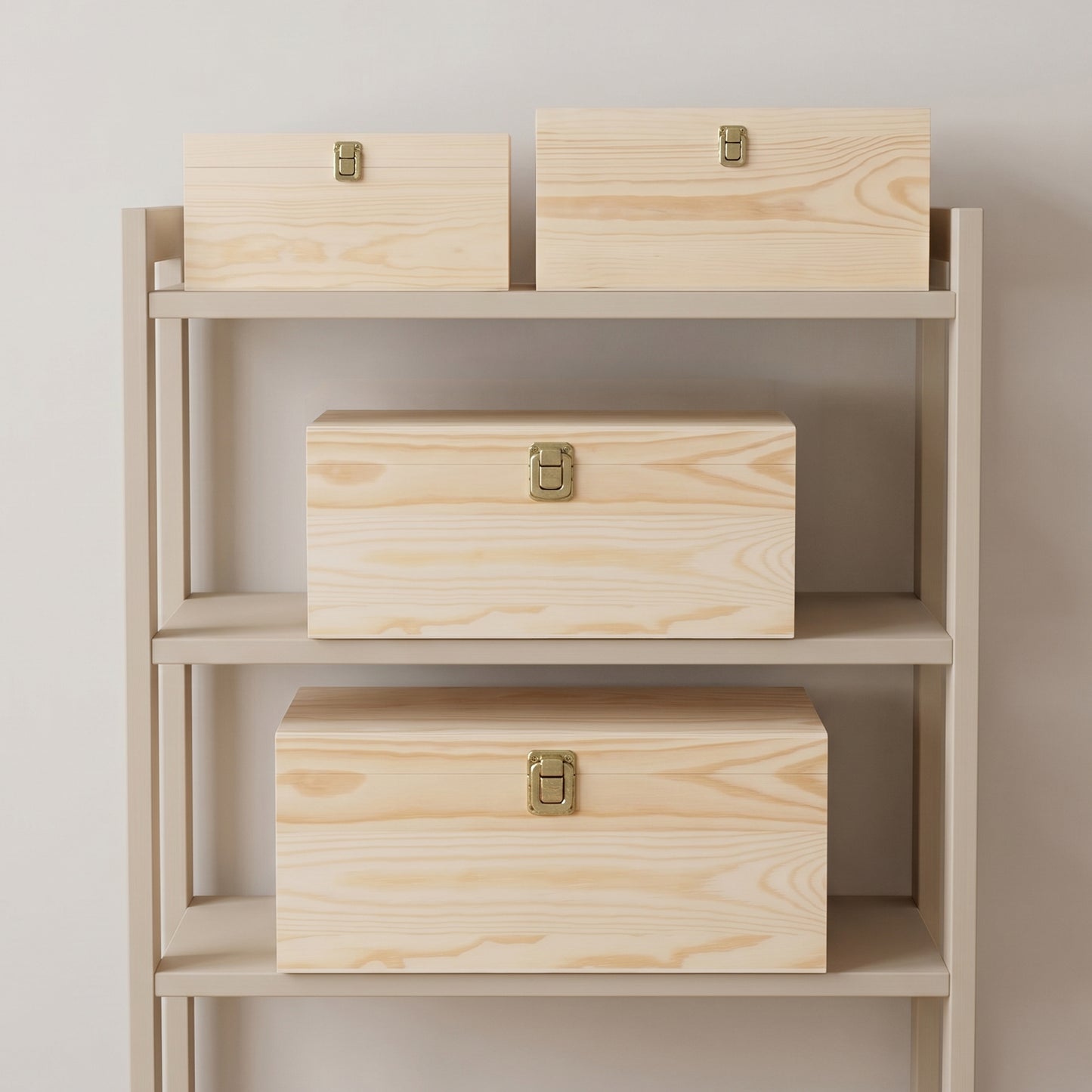 Wooden Box Hamper with Hinged Lid - 5 Sizes