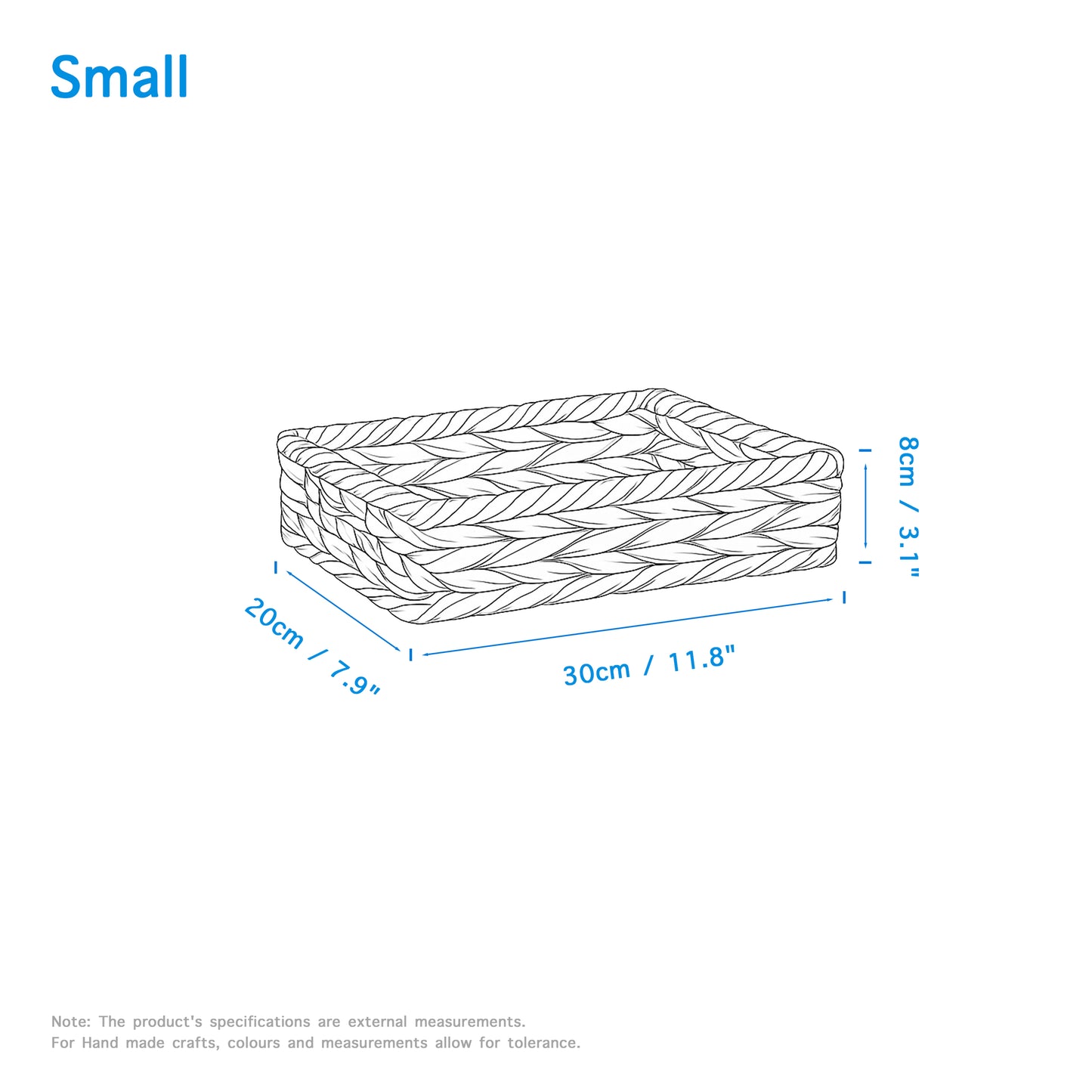 Shallow Water Hyacinth Storage Baskets with Grey Rope Border - 3 Sizes