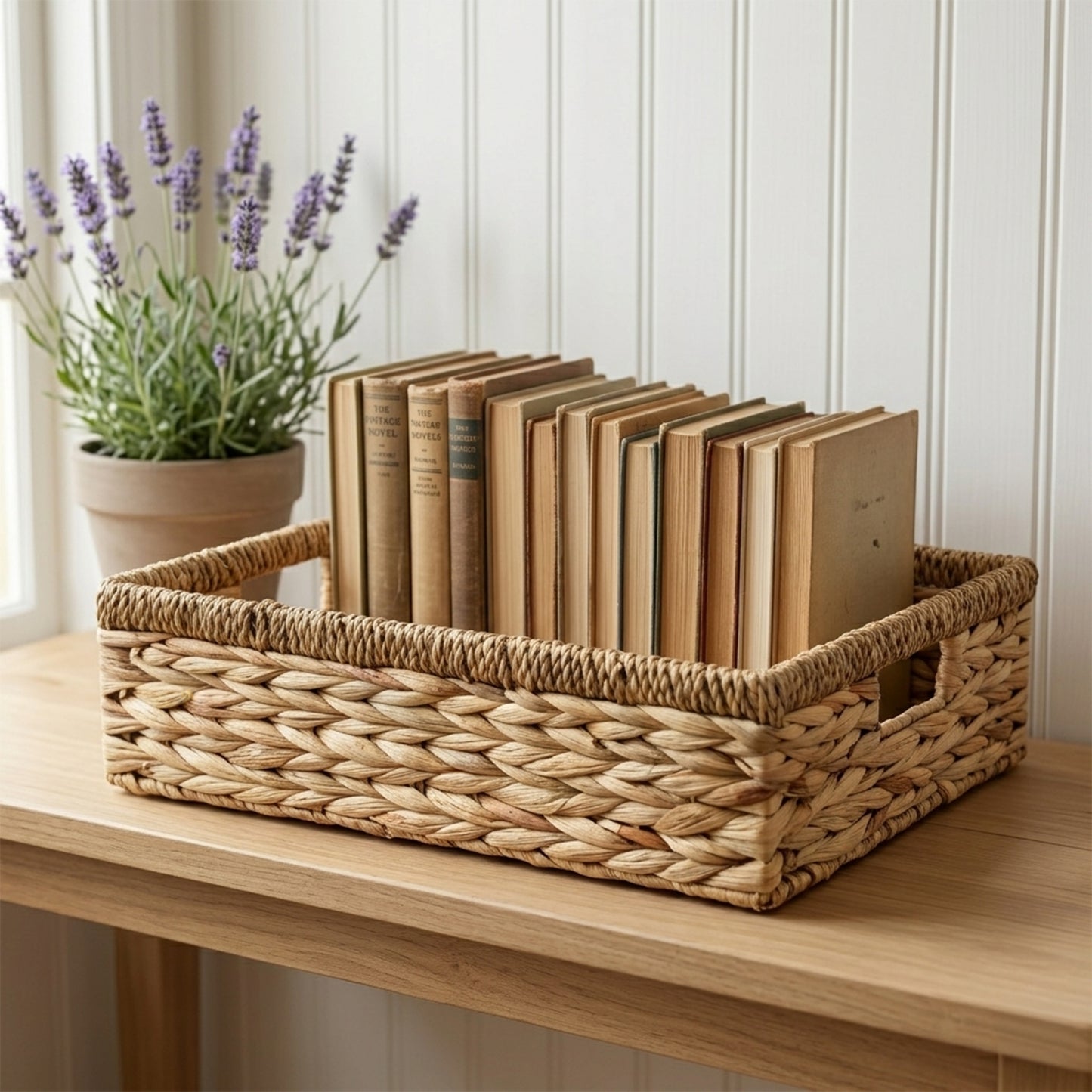 Shallow Water Hyacinth Storage Baskets with Seagrass Border - 3 Sizes