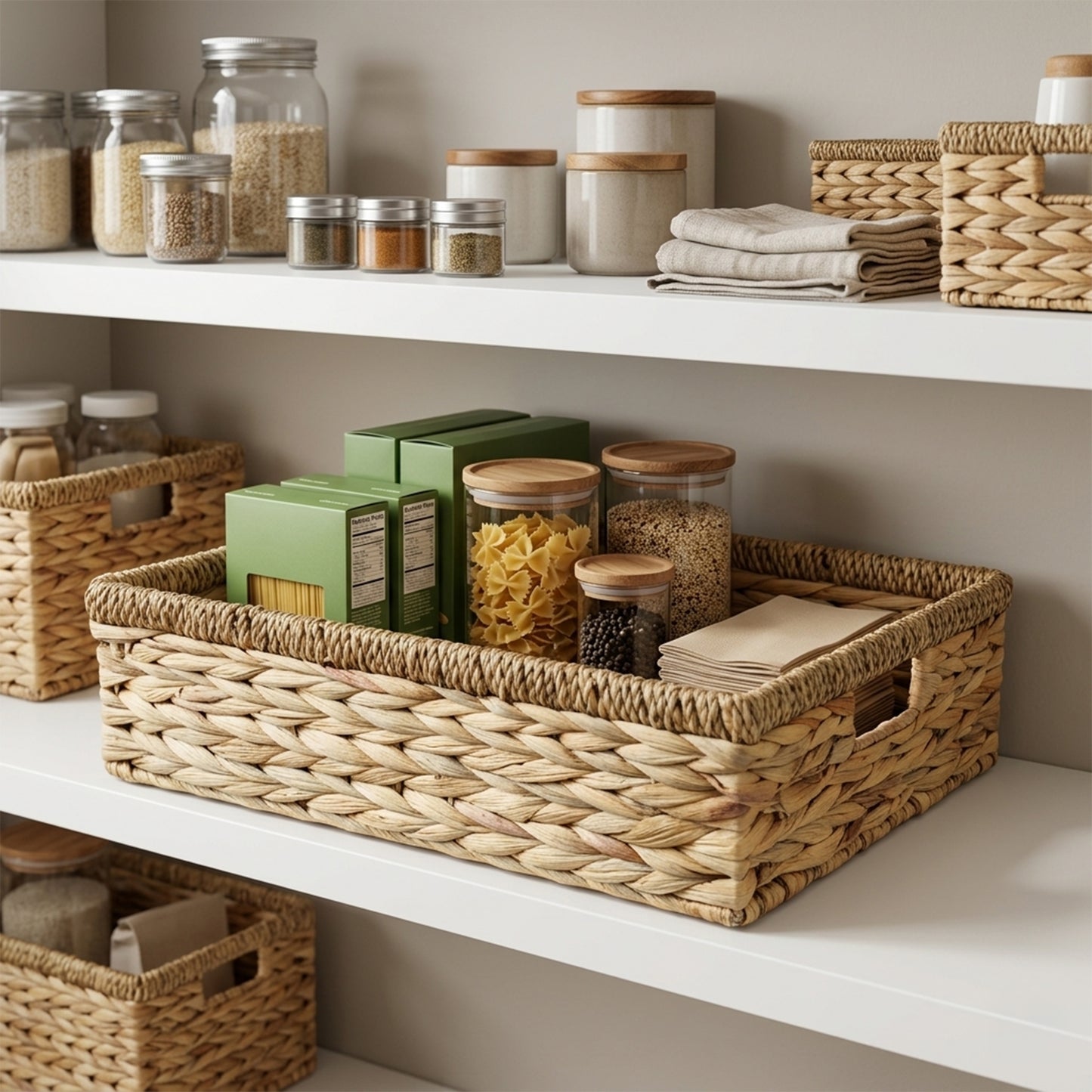 Shallow Water Hyacinth Storage Baskets with Seagrass Border - 3 Sizes
