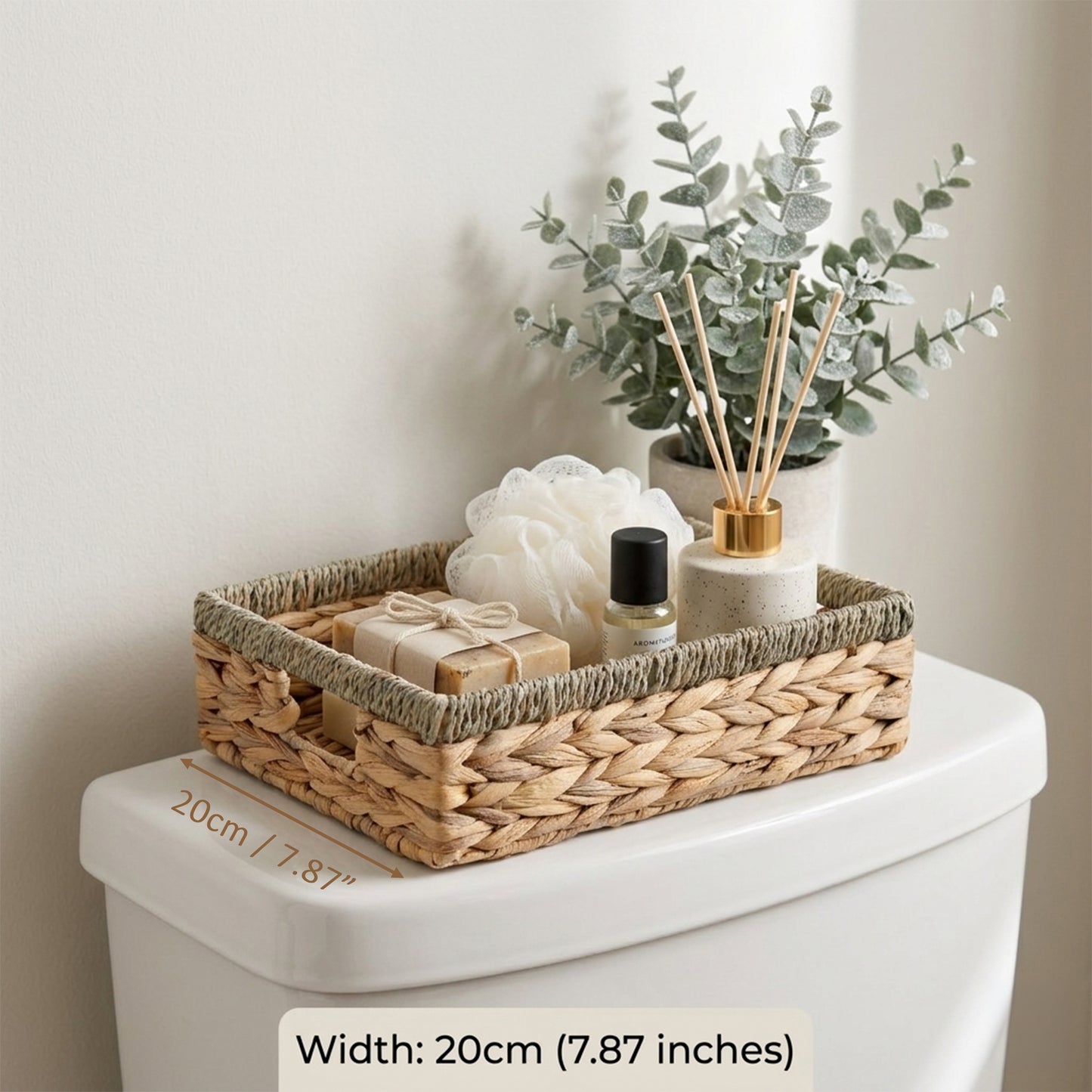 Shallow Water Hyacinth Storage Baskets with Seagrass Border - 3 Sizes