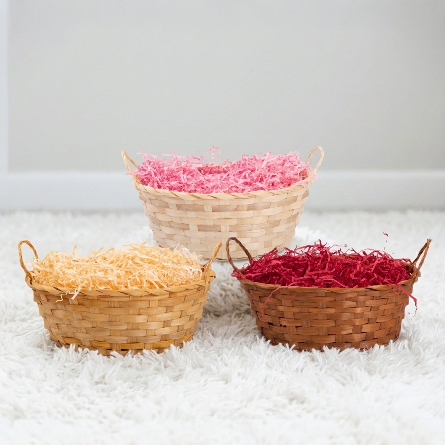 Oval Bamboo Storage Basket with Handle - Double Steamed / Light Steamed / Natural