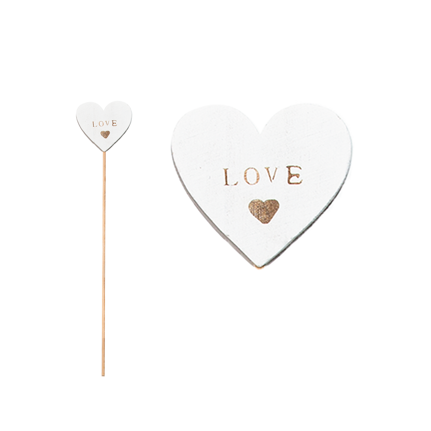Set 10 LOVE Featured Wooden Heart Stick Decorations