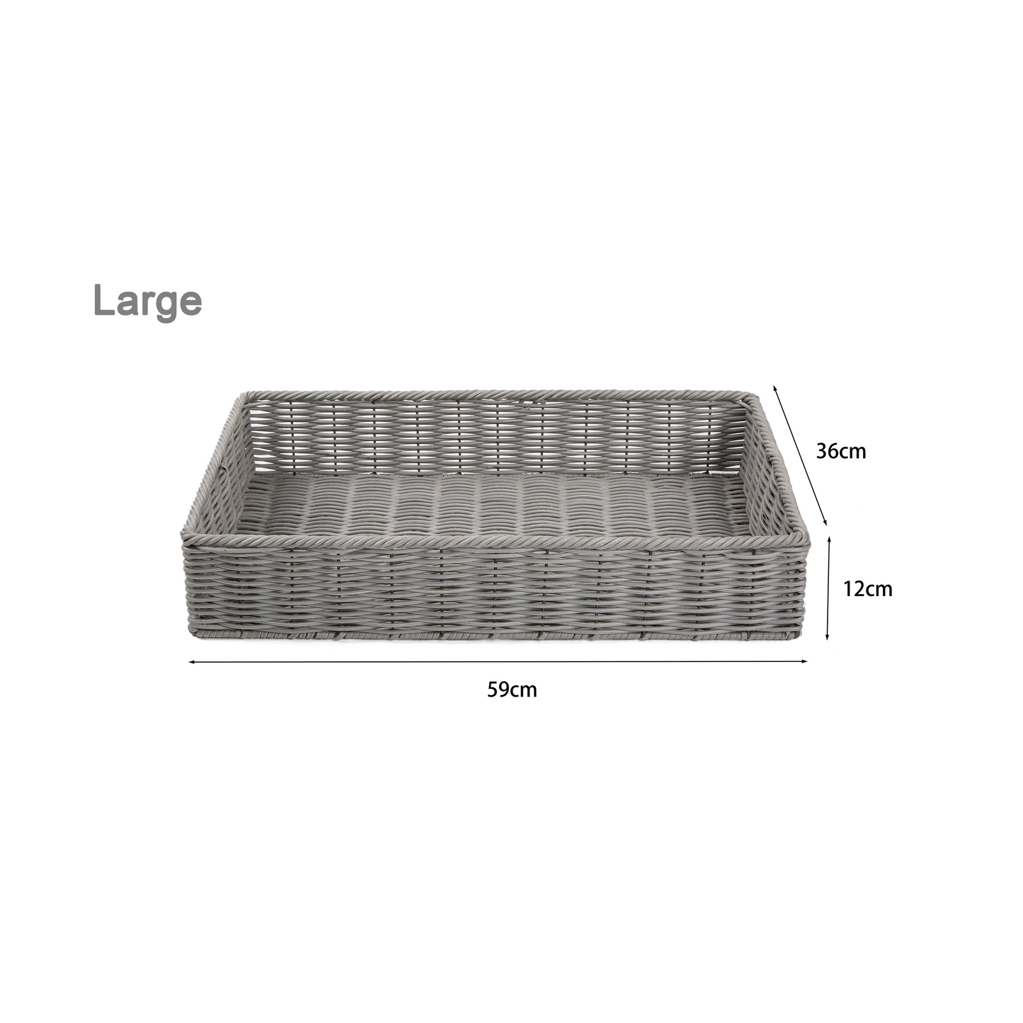 Grey Wicker-Style Storage Basket Tray - 2 Sizes