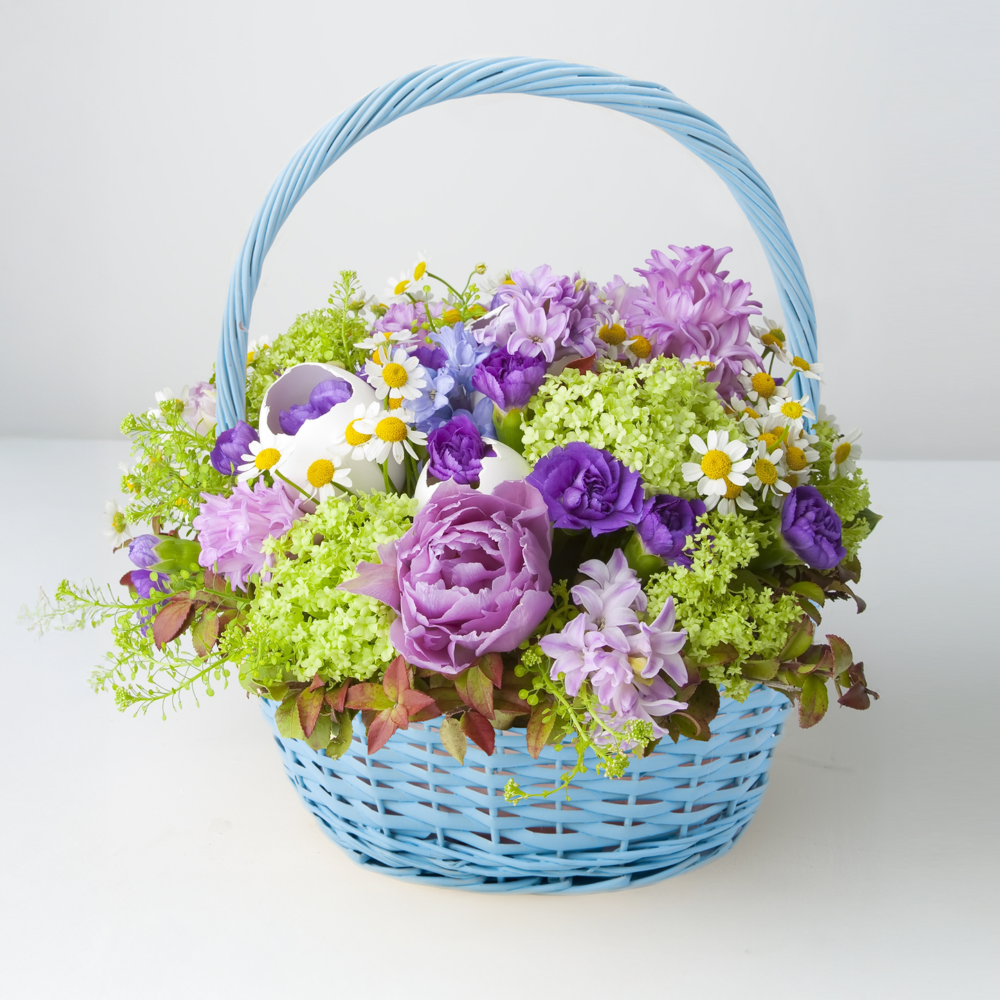 Blue Wicker Flower Girl Shopper Basket