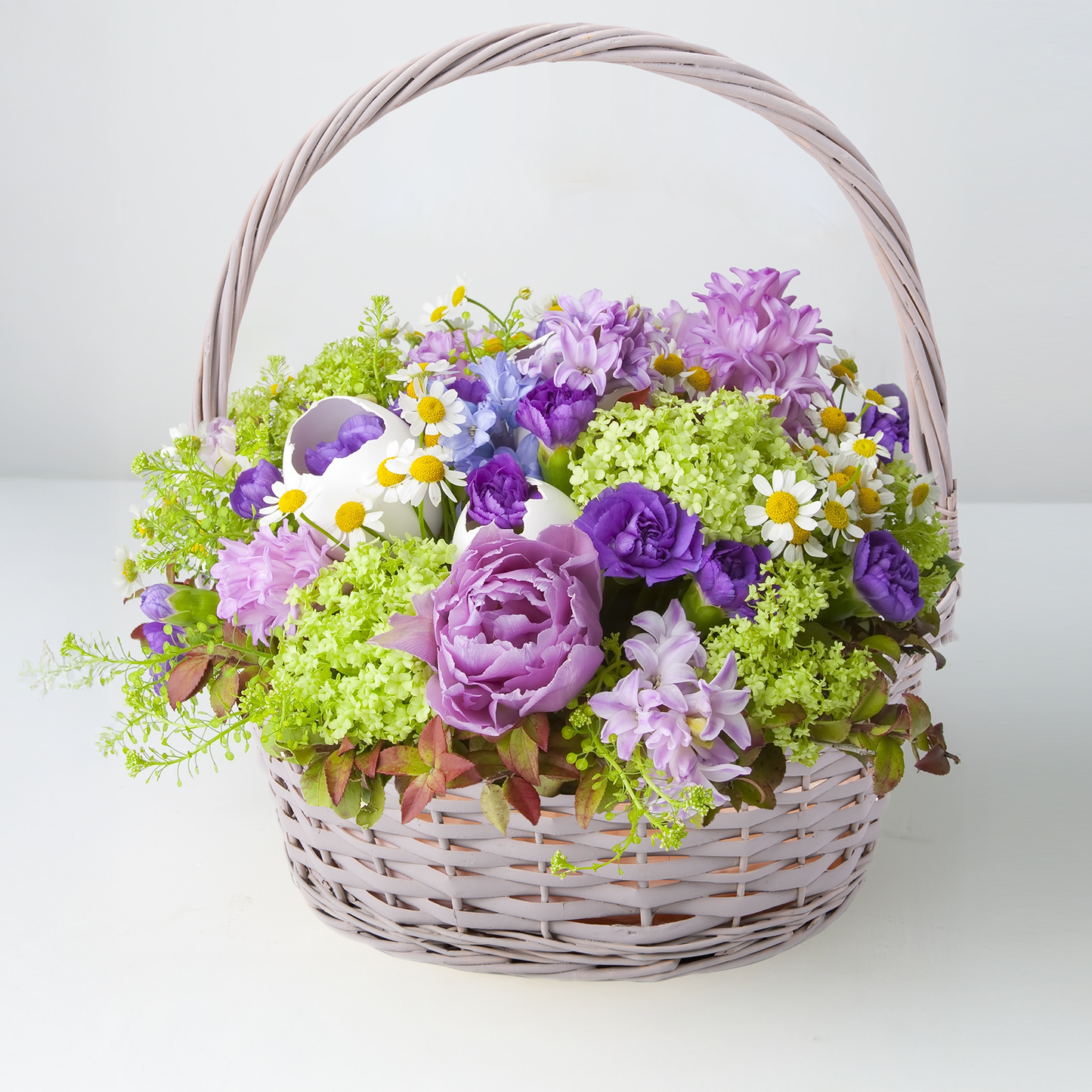 Grey Wicker Flower Girl Shopper Basket